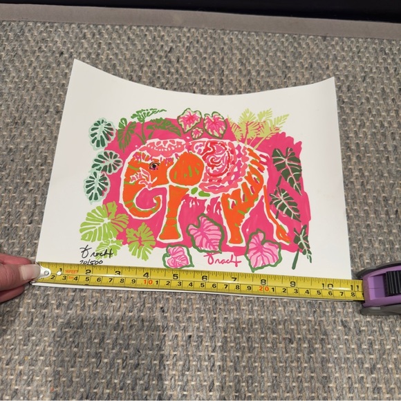 Lilly Pulitzer - Colorful Elephant Art 11x8.5 Signed Copy #20/500 - Picture 3 of 4